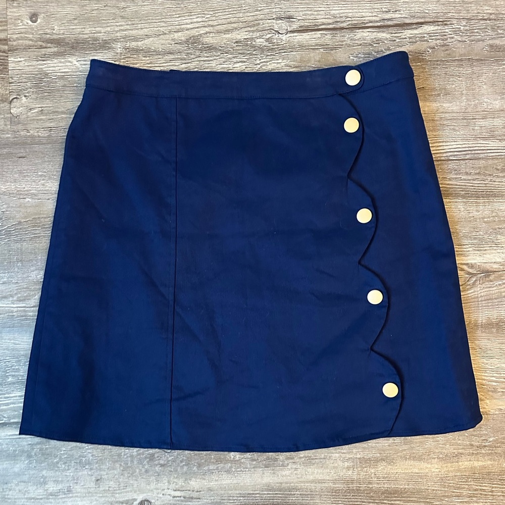 Harper Blue and Gold Mini Asymmetrical A-Line Skirt